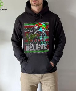 Bigfoot UFO Alien Believe Christmas ugly shirt