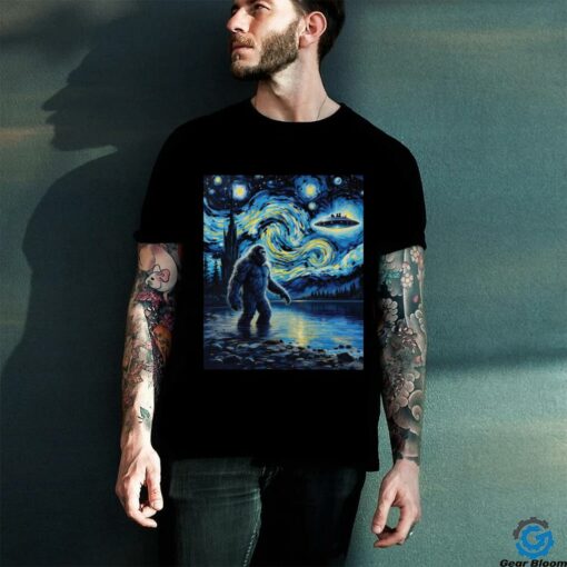 Bigfoot UFO Extraterrestrial Encounter Adventure Van Gogh T Shirt