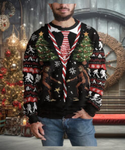 Bigfoot Ugly Christmas Christmas Tree Sweater
