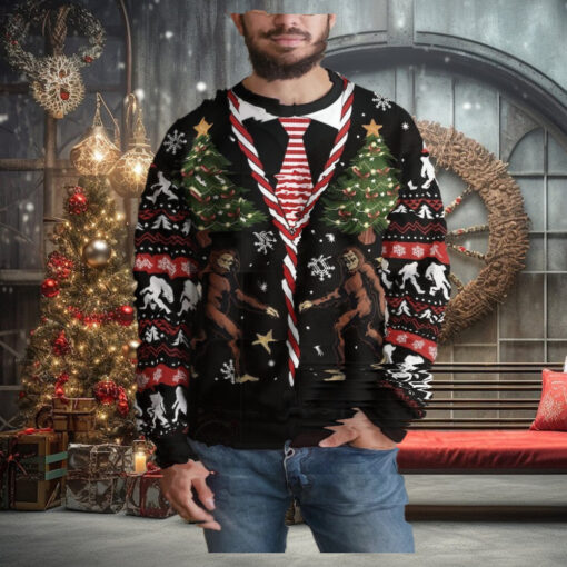 Bigfoot Ugly Christmas Christmas Tree Sweater
