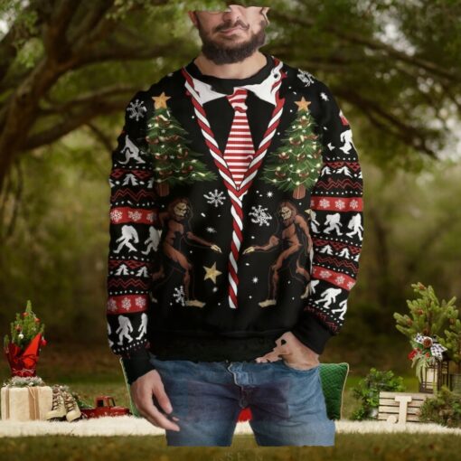 Bigfoot Ugly Christmas Christmas Tree Sweater