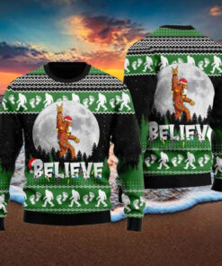 Bigfoot Ugly Christmas Sweater, Funny Sasquatch Xmas Sweater, Camping Holiday Sweater
