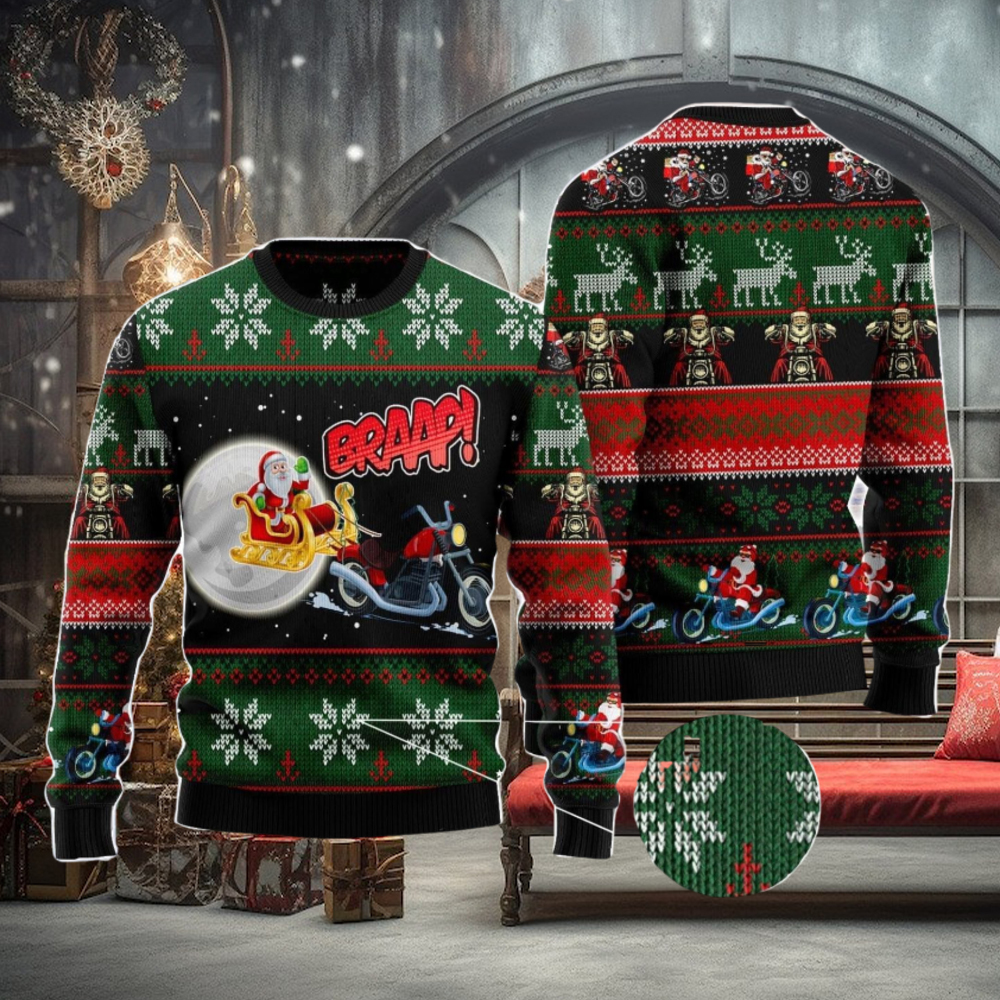 Biker Santa Xmas Ugly Christmas Sweater AOP All Over Printed Sweater Biker Santa Xmas Ugly Christmas Sweater AOP All Over Printed Sweater