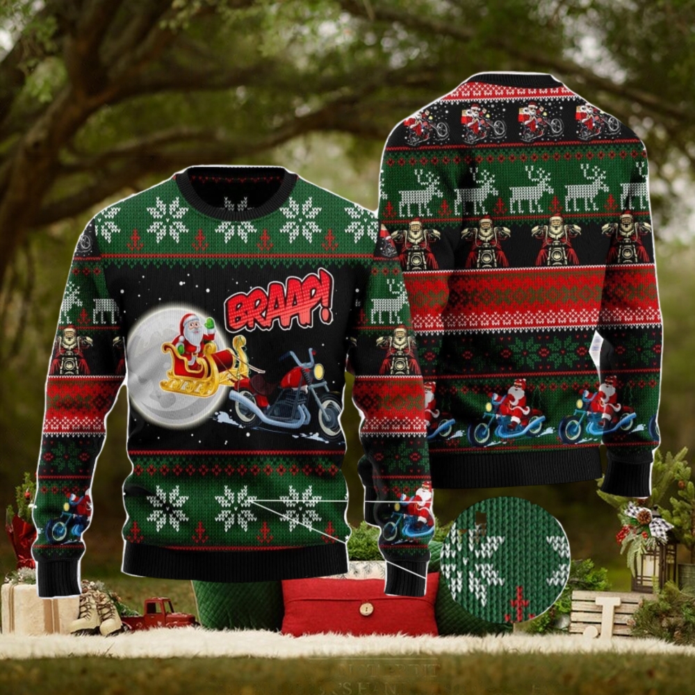 Biker Santa Xmas Ugly Christmas Sweater AOP All Over Printed Sweater Biker Santa Xmas Ugly Christmas Sweater AOP All Over Printed Sweater