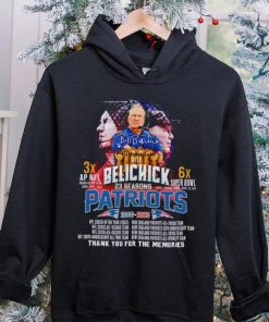 Bill Belichick 23 Seasons Patriots 2000 2023 Thank You For The Memories hoodie, sweater, longsleeve, shirt v-neck, t-shirt