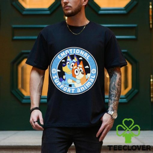 Bingo and Bluey Emotional Support Animals cartoon logo shirt