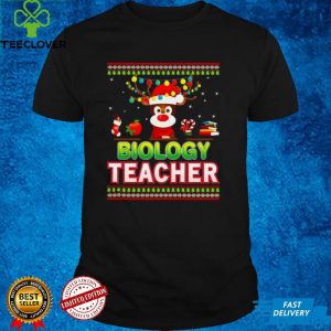 Biology Teacher Reindeer Christmas Light Merry Ugly Shirt