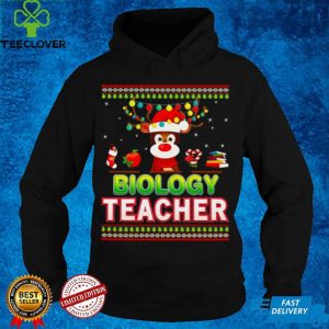 Biology Teacher Reindeer Christmas Light Merry Ugly Shirt