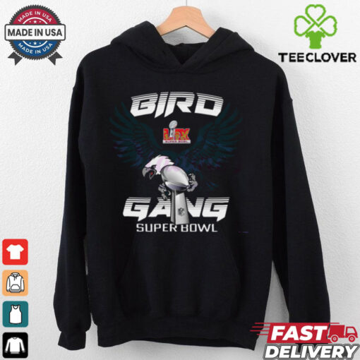 Bird Gang Eagle Mascot Holding The Trophy Super Bowl Lix shirt