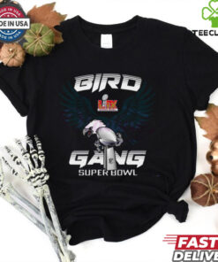 Bird Gang Eagle Mascot Holding The Trophy Super Bowl Lix shirt
