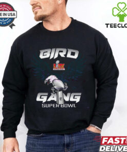 Bird Gang Eagle Mascot Holding The Trophy Super Bowl Lix shirt