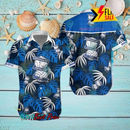 Birmingham City FC Big Logo Tropical Leaves Hawaiian Shirt And Shorts
