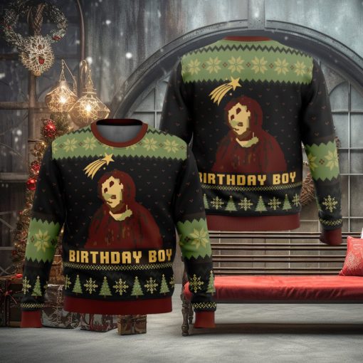 Birthday Boy The Ruined Fresco Of Jesus Ugly Christmas Sweater
