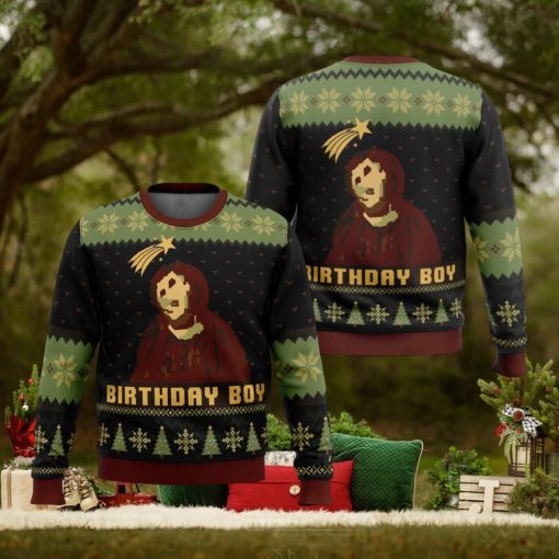 Birthday Boy The Ruined Fresco Of Jesus Ugly Christmas Sweater