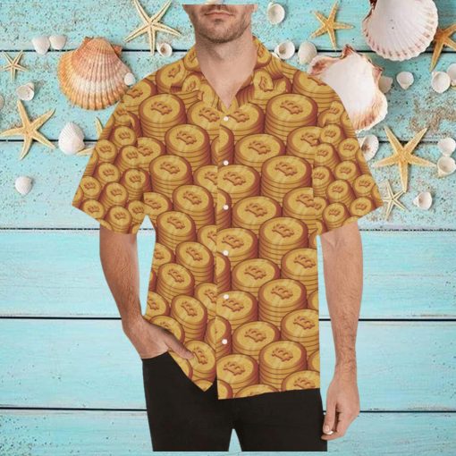 Bitcoin Pattern Print Design Hawaiian Shirt