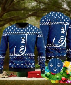 Bite Me Blue Ugly Christmas Sweater Best Gift For Men And Women Unique Gift For Men Women