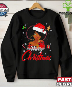 Black African American Melanin Christmas santa hat shirt