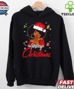 Black African American Melanin Christmas santa hat shirt