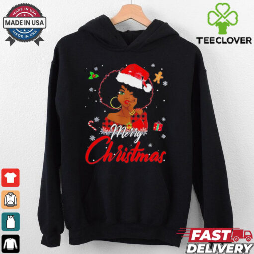 Black African American Melanin Christmas santa hat shirt