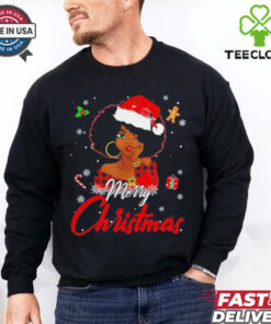 Black African American Melanin Christmas santa hat shirt