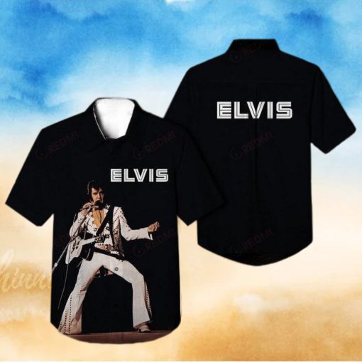 Black Aloha Elvis Presley Hawaiian Shirt Birthday Gift For Music Lovers