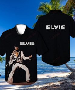 Black Aloha Elvis Presley Hawaiian Shirt Birthday Gift For Music Lovers