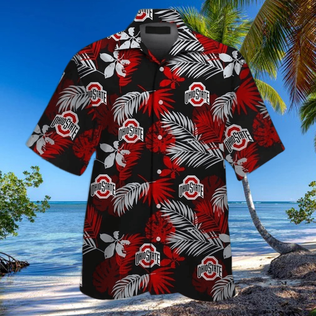 Black Aloha NCAA Ohio State Buckeyes Hawaiian Shirt Beach Gift For Friend Black Aloha NCAA Ohio State Buckeyes Hawaiian Shirt Beach Gift For Friend