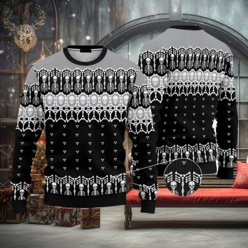Black And White Skeleton Ugly Christmas 3D Sweater AOP