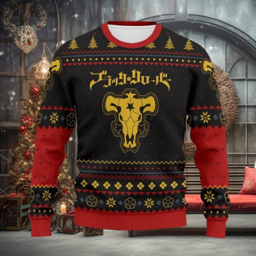 Black Bull Logo Black Clover Manga Anime Knitted Ugly Sweater