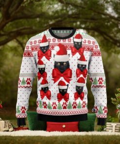 Black Cat Ball Ugly Christmas Sweaters 3D