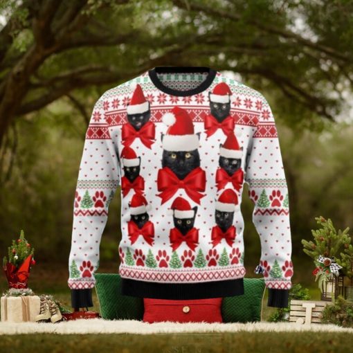 Black Cat Ball Ugly Christmas Sweaters 3D