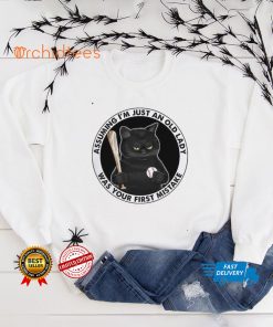 Black Cat Baseball assuming Im just old lady was your first mistake shirt 1