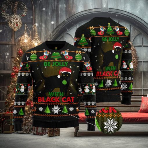Black Cat Be Jolly Ugly Christmas Sweater Gift Men Women