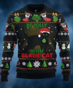 Black Cat Be Jolly Ugly Christmas Sweater