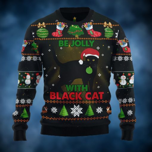 Black Cat Be Jolly Ugly Christmas Sweater