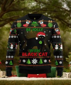 Black Cat Be Jolly Ugly Christmas Sweater