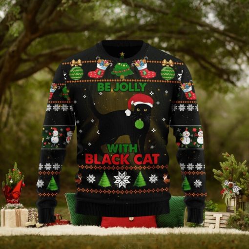 Black Cat Be Jolly Ugly Christmas Sweater