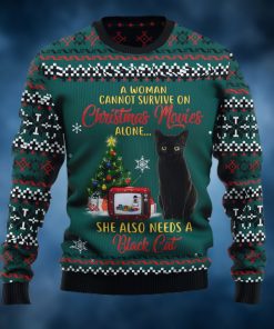 Black Cat Christmas Movie Ugly Christmas Sweater