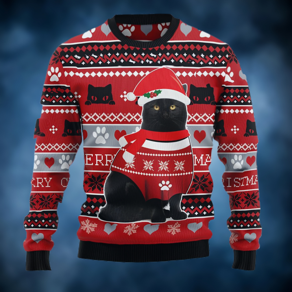Black Cat Christmas Pattern Ugly Christmas Sweater Black Cat Christmas Pattern Ugly Christmas Sweater