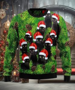 Black Cat Christmas Tree Ugly Christmas Sweater