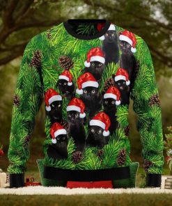 Black Cat Christmas Tree Ugly Christmas Sweater