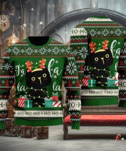 Black Cat Falalala Ugly Christmas Sweater Funny Gift For Men And Women Family Holidays