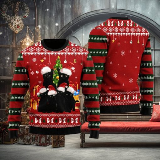 Black Cat Family Christmas Ugly Christmas Sweater, Christmas shirt, Gift for cat lover