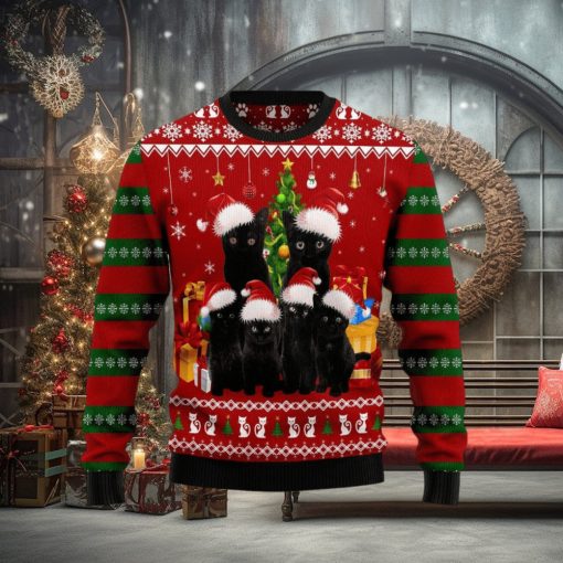 Black Cat Family Christmas Ugly Christmas Sweater