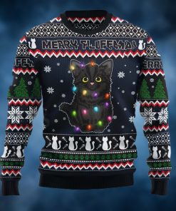 Black Cat Fluffmas Ugly Christmas Sweater
