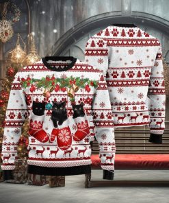 Black Cat Gloves Merry Christmas Sweater
