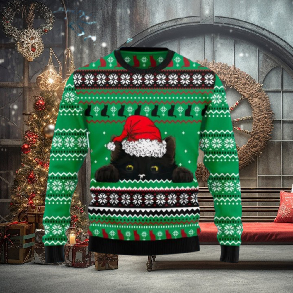 Black Cat Hide Christmas Ugly Christmas Sweater Gift Knitting Sweater Black Cat Hide Christmas Ugly Christmas Sweater Gift Knitting Sweater