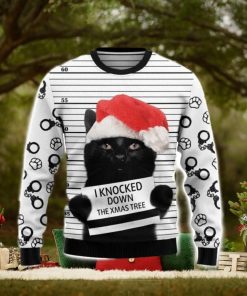 Black Cat Knocked Down Ugly Christmas Sweater 3D Gift Christmas Funny