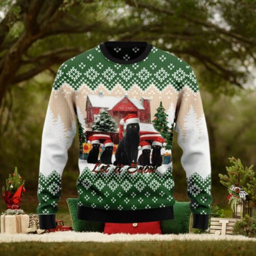 Black Cat Let It Snow Christmas Ugly Christmas Sweater 3D Gift Christmas Funny