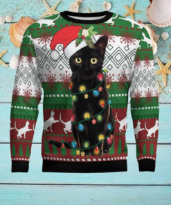 Black Cat Light Christmas Ugly Christmas Sweater